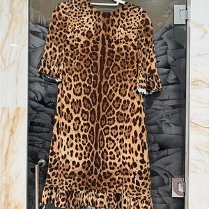 Dolce & Gabbana Leopard Print Shift Dress - Brown